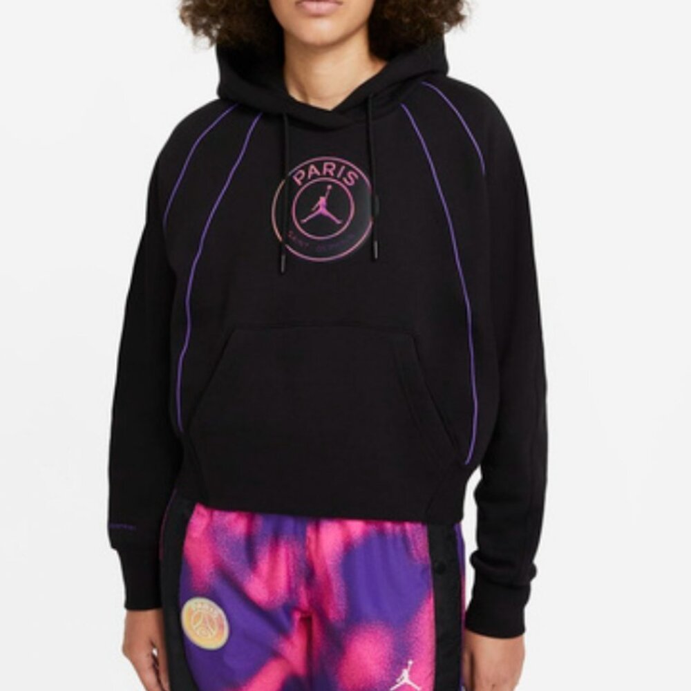 Jordan x Paris Saint-Germain Women's Fleece Pullover Hoodie Holographic Logo - M